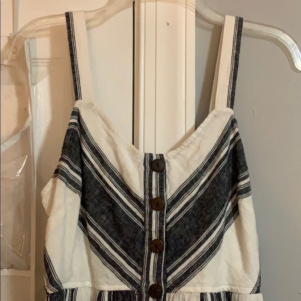 Buttoned front, striped sleeveless dress